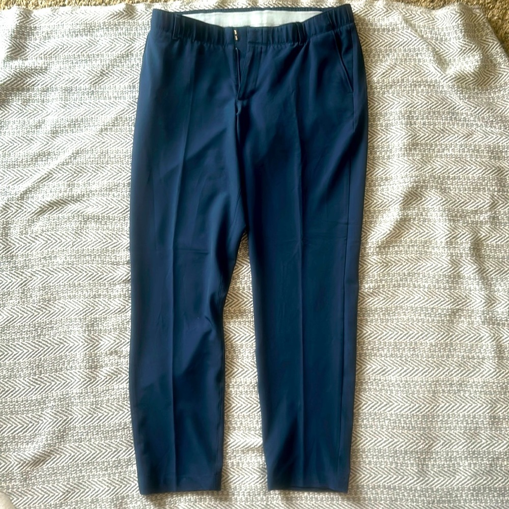 Under armour fitted links golf blue stretch athletic pants  style1326934